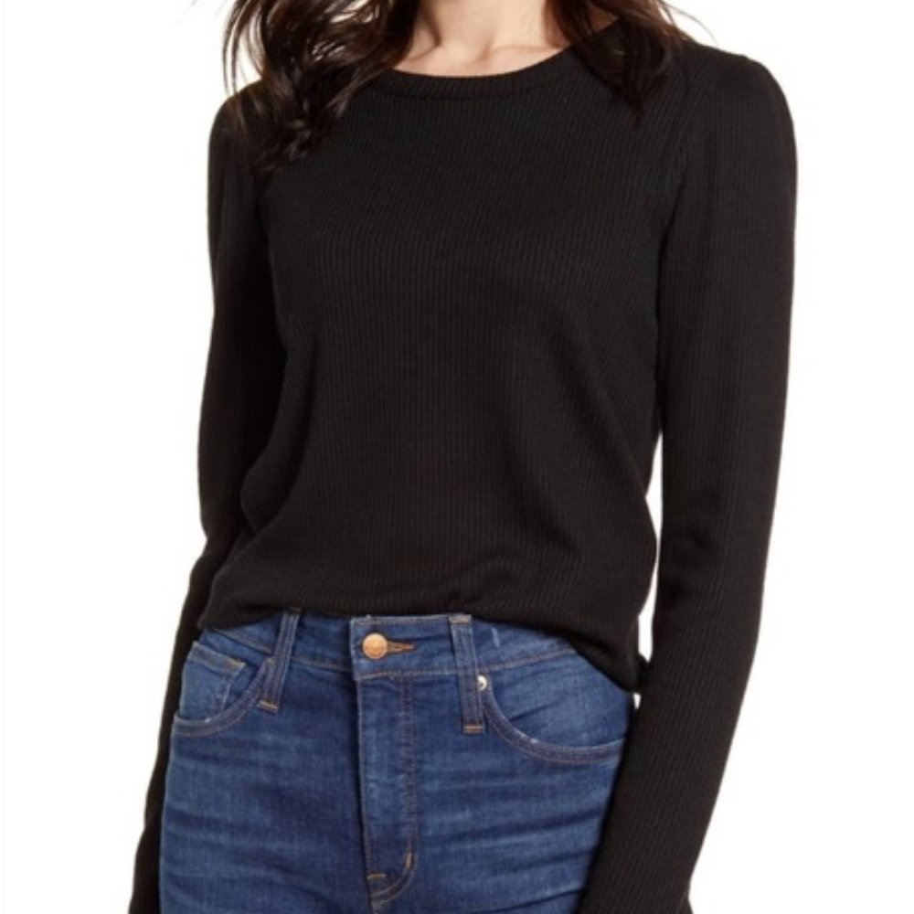 Madewell Fine Ribbed Crewneck Long-Sleeve Tee XS